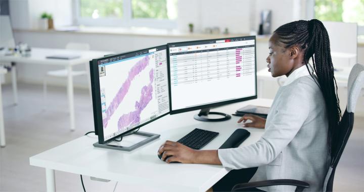 Aperio HALO AP AI-powered pathology image management software with on-screen diagnosis capabilities.